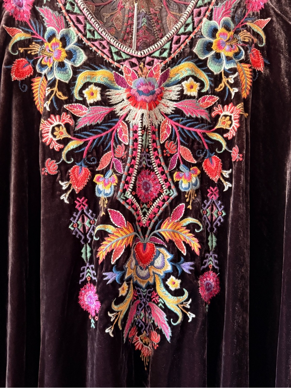 Johnny Was Ioana Velvet Drape Top NWT Size XXL Embroidered Colorful Boho Shirt - Picture 2 of 6